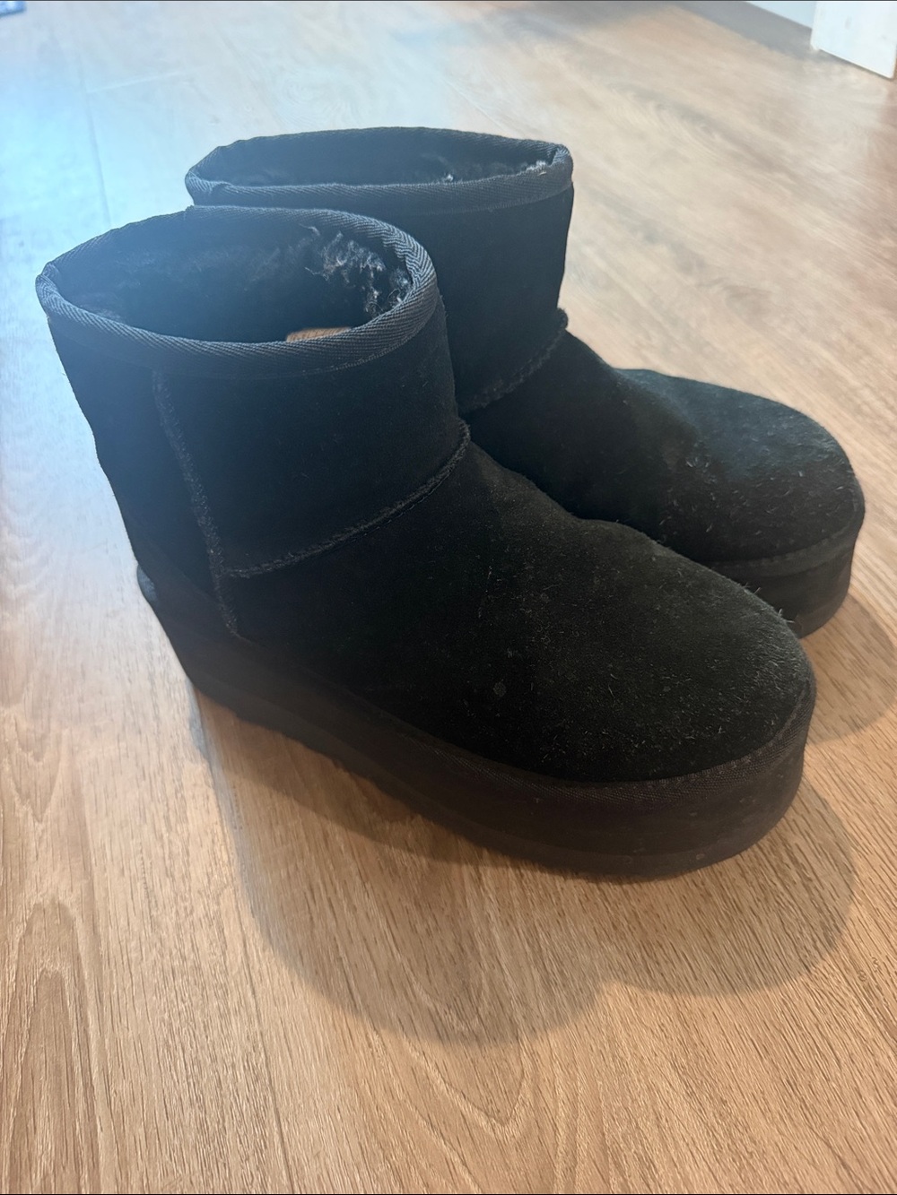 UGG Black Plush-Lined Short Boot